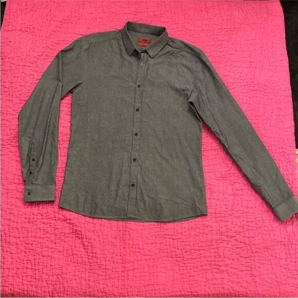 Hugo Boss Gray Casual Button Down Shirt with Long Sleeves, M - Picture 1 of 9